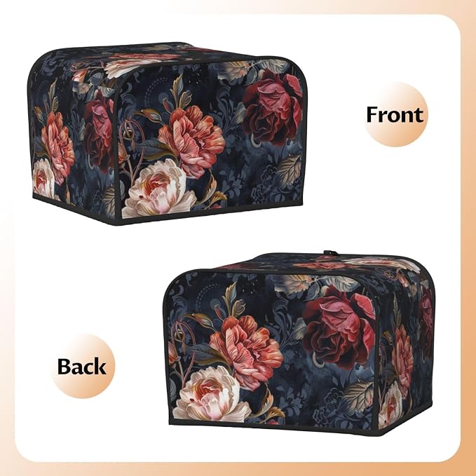 Toaster Cover 4 Slice with Floral Pattern Dustproof Bread Maker Cover Fingerprint Bakeware Protection Wide Slot Toaster Bag Reusable Kitchen Small Appliance Cover