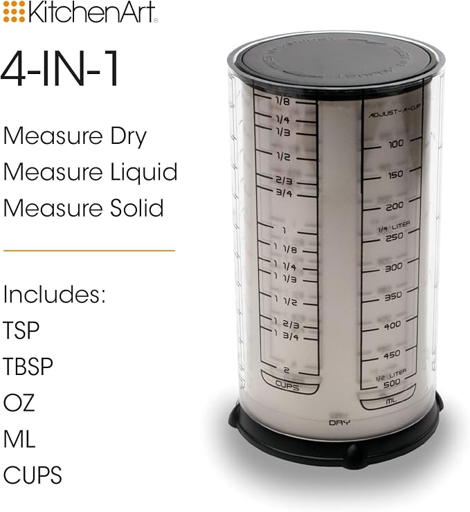 KitchenArt Professional Series 2 Cup Adjust-A-Cup, Champagne Satin, Adjustable, 1/8 to 2-Cup