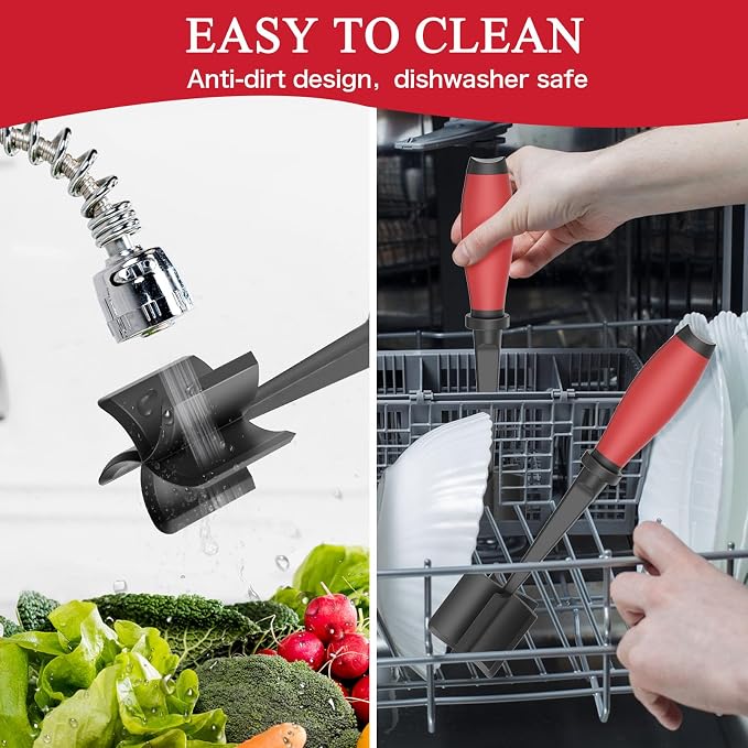 Meat Chopper Ground Beef Masher Tool for Hamburger | 5 Curve Blades Heat Resistant Meat Masher Tool, Turkey and More, Nylon Hamburger Chopper Utensil Non-scratch Utensils-Red