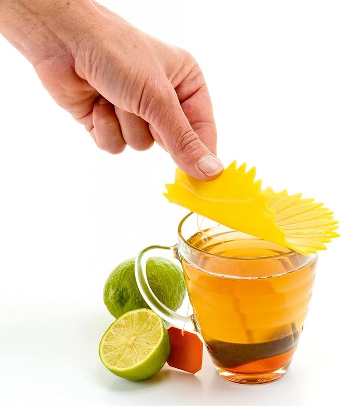 Charles Viancin - Set of 2 Sunflower 4” Silicone Drink Covers - Airtight Seal on Any Smooth-Rimmed Glass, Keep Drinks Cool or Hot, Protect from Winged Pests - BPA-Free - Oven, Freezer, Dishwasher Safe