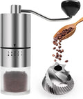 Stainless steel Burr Manual Coffee Grinder for Drip,French Press,5 Adjustable Settings,Hand Coffee Grinder,For Home Use and Camping,Coffee Bean Grinders With Hand Crank (Stainless steel Burr-Slivery)