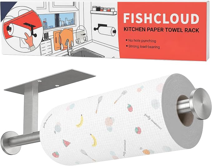 Paper Towel Holder Wall Mount,No Drill,SUS304 Steel, Space Saving | Maximize countertop space with secure roll storage. Fits kitchens, bathrooms, RVs and pantries with flexible mounting options