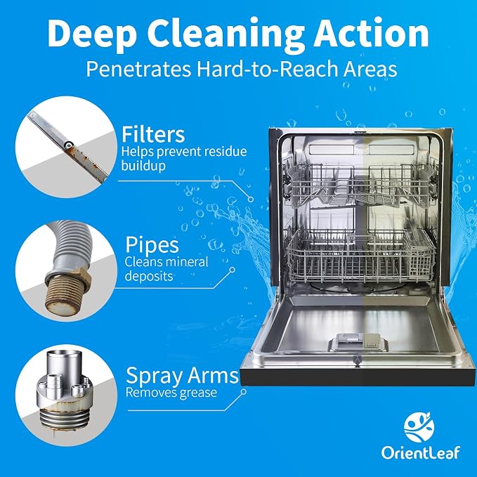 ORIENTLEAF Dishwasher Cleaning Tablets, Lemon Scent 9 Month Supply, Dishwasher Cleaner and Deodorizer, Dish washer Descaler
