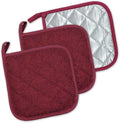 DII Basic Terry Collection Quilted 100% Cotton, Potholder, Wine, 3 Piece