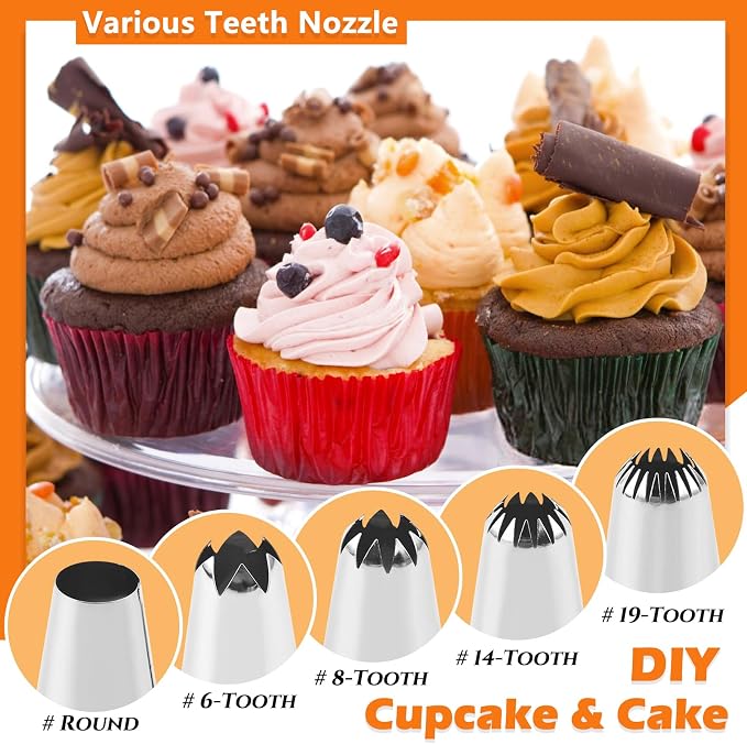 12PCS Large Piping Tips Set with Pastry Bag – for Cookie, Cake & Cupcake