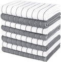 AIDEA Microfiber Kitchen Towels-8PK, Super Soft and Absorbent Dish Towels, Multi-Purpose Microfiber Kitchen Towels for Home, White/Grey, 15”x25”