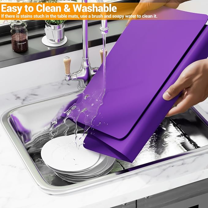 Silicone Protector Mat 47x24 Inch,Purple | 1.3mm silicone mat, heat resistant, non-slip & waterproof. Ideal for baking, painting, resin, welding and table protection.