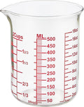 Ackers BORO3.3 High Borosilicate Glass Measuring Cup, Handleless Beaker with V-Shaped Spout, 500 ml (16 oz, 2 Cup)