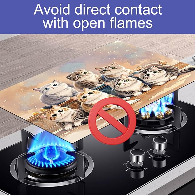 HOMETITUTE Cute Cat Stove Top Cover 28x20 Diatomite Heat Resistant Mat