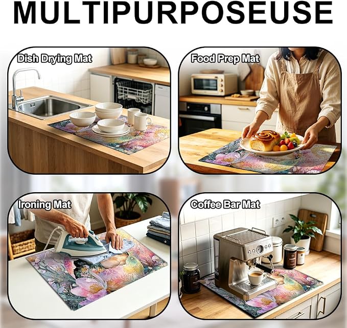 Stove Top Cover for Electric Stove 28.4 x 20.5 Inch Non Slip Stove Mat Oil Proof Easter Bunny Floral Glass Cooktop Protector Kitchen Mat