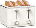 Martha Stewart 4-Slice Toaster, 3 Presets & 10 Shade Settings, Linen Cream | Gluten-Free, Bagels, Extra-Wide Self Centering Slots, Waffles & Artisan Bread, Shade Memory, Cord Wrap & Removable Crumb Tray