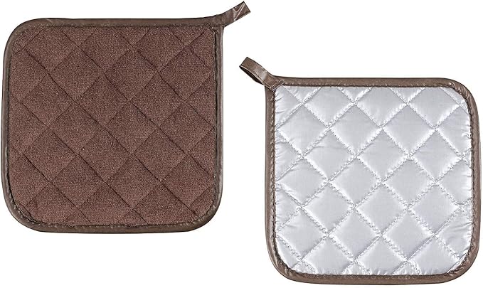 Joyhalo 4 Pack Pot Holders for Kitchen Clearance | Cotton Oven Holder with Great Heat Resistance, Potholders Sets for Kitchen, Countertops, Hot Pots and Pans, Brown