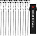 Kabob Skewers 14" Stainless Steel Long BBQ Barbecue Skewers, Flat Metal Kebob Sticks Wide Reusable Grilling Skewers for Meat Chicken, Set of 12pcs with Storage Bag by JY COOKMENT