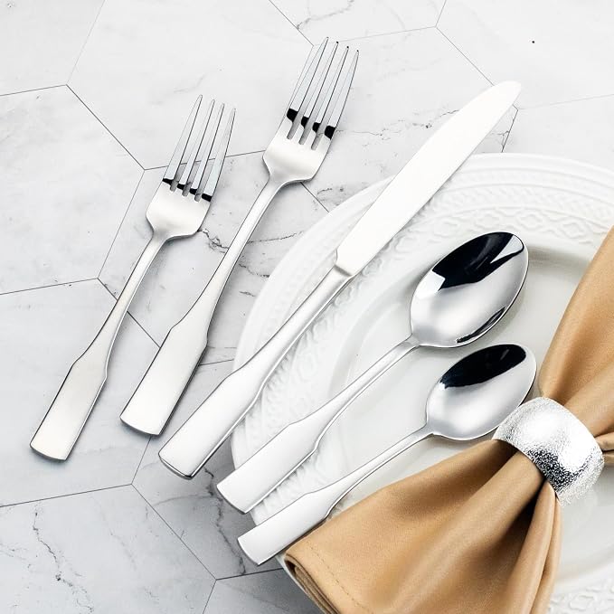 Alata Kate 20-Piece Silverware Set Stainless Steel Flatware Set,Service for 4,Mirror Polished Cutlery Set,Dishwasher Safe