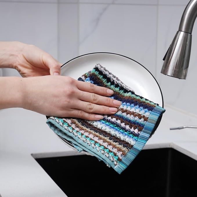 Kitchen Dish Cloths for Washing Dishes, 100% Cotton Dishcloths | High Absorbent, for Cleaning Drying Wiping, Dish Rags, Quick Dry, Kitchen Wash cloths 12x12 Inches