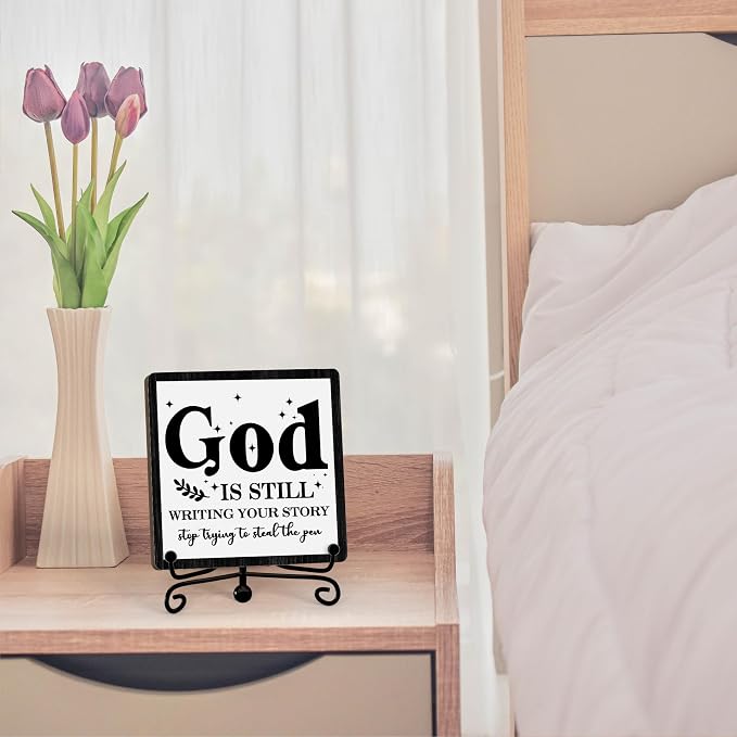 Home Decor, Farmhouse Shelf Decor For Living Room, Boho Aesthetic Table Decorations, Christian Gifts For Women Men, Entryway Tv Stand Fireplace Mantle Coffee Table Decoration (story-05)