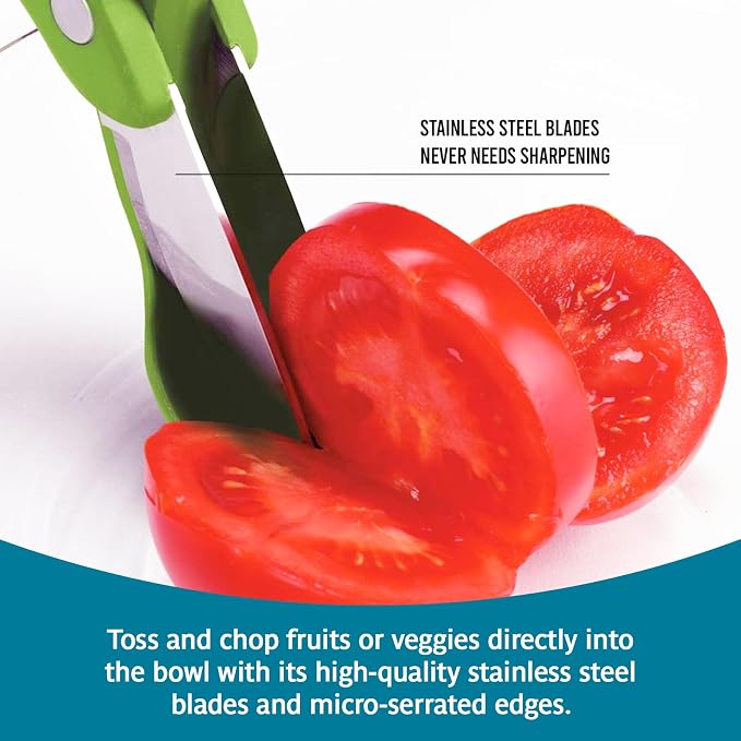 Trudeau Toss and Chop Salad Tongs, Stainless Steel - Multi-Function Salad Servers for Easy Tossing, Chopping, and Mixing - Durable and Ergonomic Design for Kitchen Use
