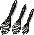 Anaeat Silicone Balloon Whisk, Perfect for Non-Stick Cookware, Milk and Egg Beater Blender, Heat Resistant Kitchen Whisks for Whisking, Cooking, Baking, Beating, Frothing & Stirring (Black)