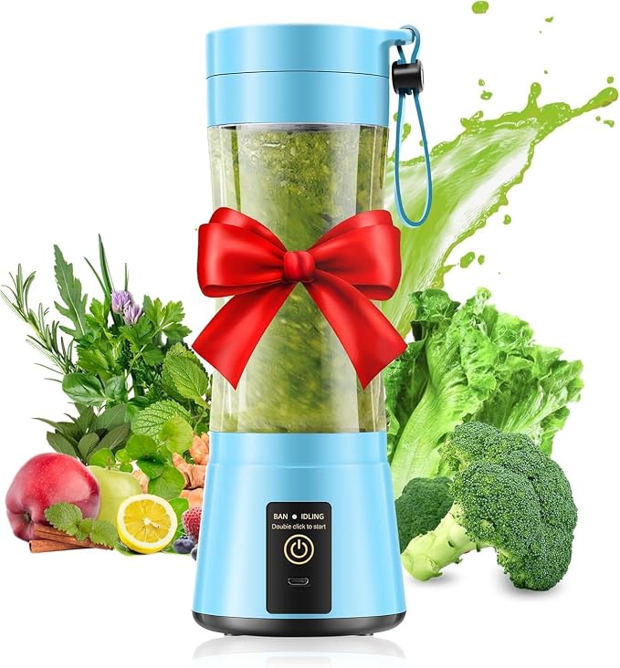 Small Portable Personal Size Blender, 12oz Travel Blender Make Smoothies | BAP-Free Mini Blender with Powerful Blending 6 Stainless Steel Blades, High Blending Speed Freshly Squeezed Anytime, Anywhere