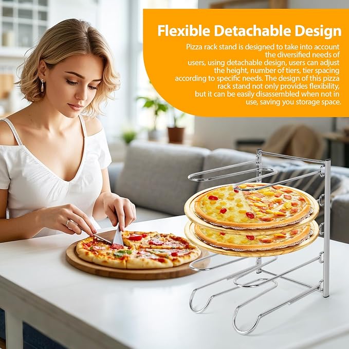 5 Tier Pizza Rack 10.43 x 8.52 x 13 Inches Stainless Steel | Pizza Pan Rack,5 Tier Pizza Riser Compact Design Easy Storage Holds Multiple Pans