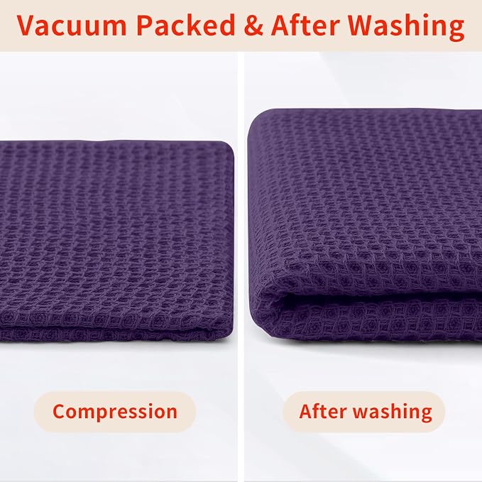 Homaxy 100% Cotton Waffle Weave Kitchen Dish Towels 18-Pack, Eggplant | 13 x 28 Inches, Ultra Soft Absorbent Dish Towels, Quick Drying Cleaning Towels