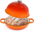Enameled Bread Oven Dutch Oven Pot with Lid Bread Dutch Oven Orange | for Sourdough Bread Baking, 6 Quarts 10" Cast Iron Bread Pan with Dome Lid, Non-stick Cookware for Homemade Bread