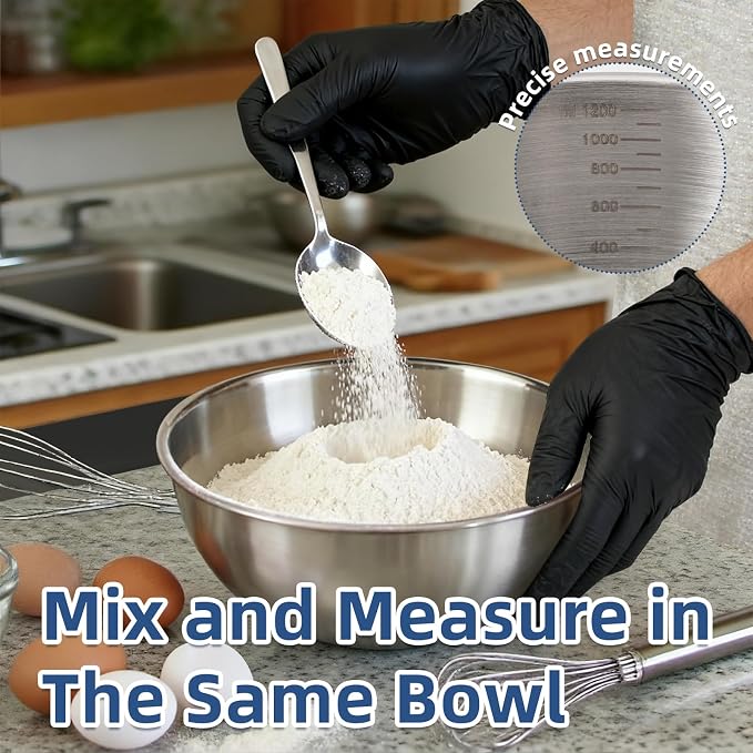 4-Piece Stainless Steel Mixing Bowls (7.1") Metal Bowl Set with Measurement Marks, Dishwasher Safe & Stackable - Perfect for Salad Making,Baking, Meal Prep and Kitchen Use