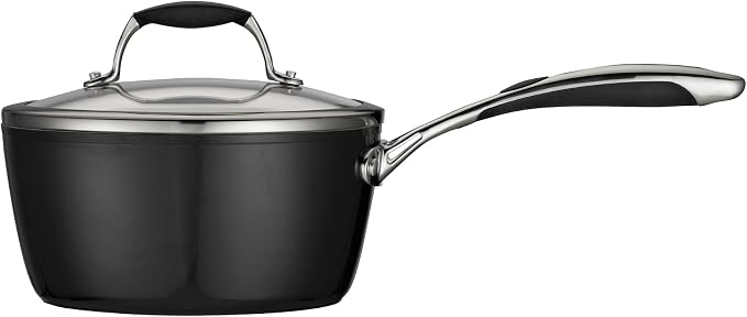 Tramontina Ceramica Deluxe 3-Quart Sauce Pan with Glass Lid | Ceramic Non Stick Saucepan, Oven-Safe, Metallic Black