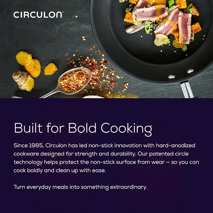 Circulon Symmetry Hard Anodized Nonstick Induction Frying Pan Twin Pack, 10-Inch and 12-Inch, Pan Sets for Cooking Nonstick, Black
