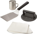 Cuisinart Smash Burger Kit w/Burger Press, Spatula, Shaker & Patty Papers | CSBK-400, smash burger press kit for a cookout or tailgate with stainless steel accessories and a cast iron hamburger press