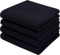 Homaxy 100% Cotton Waffle Weave Kitchen Dish Towels 4-Pack, Black | 13 x 28 Inches, Ultra Soft Absorbent Dish Towels, Quick Drying Cleaning Towels