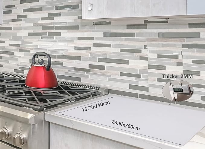 emolife Silicone Mats, Countertop Protector, Heat Resistant, Light Grey | Thick(2mm) Silicone Counter Mat for Kitchen Appliance Site on, Non-Slip,23.6 by 15.7 Inch