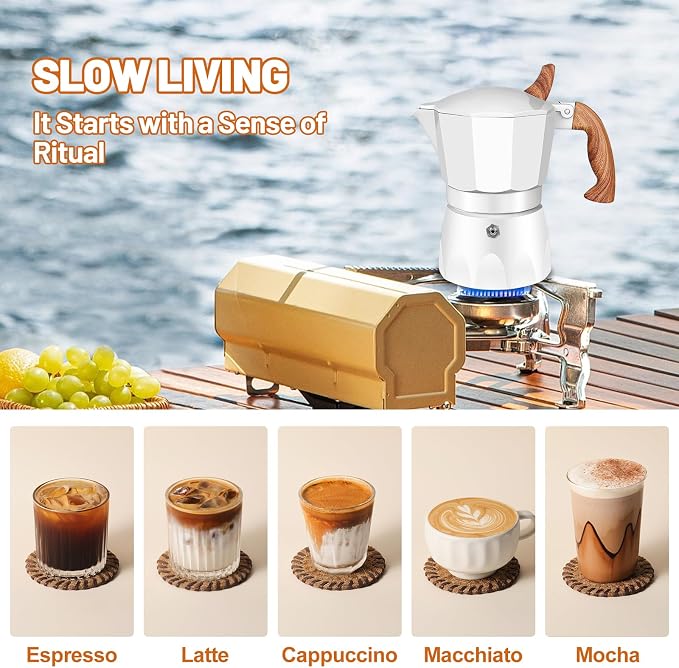 3 Cup Aluminum Espresso Stovetop Moka Pot Express Coffee Maker Percolator Italian Classic Mocha Coffee Machine for Italian and Cuban Cafe Brewing for Home & Camping 150ml 5oz