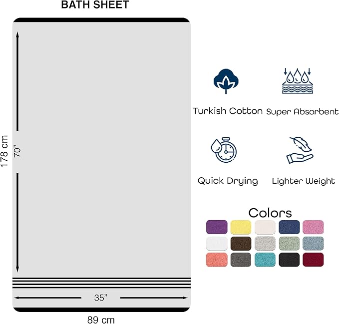 Hawmam Linen Jumbo Large Bath Sheets Towels 2 Pack Soft and Absorbent, Premium Quality 100% Cotton Towels (Red, Bath Sheet)