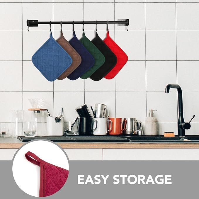Joyhalo 4 Pack Pot Holders for Kitchen Clearance | Cotton Oven Holder with Great Heat Resistance, Potholders Sets for Kitchen, Countertops, Hot Pots and Pans, Dark Red