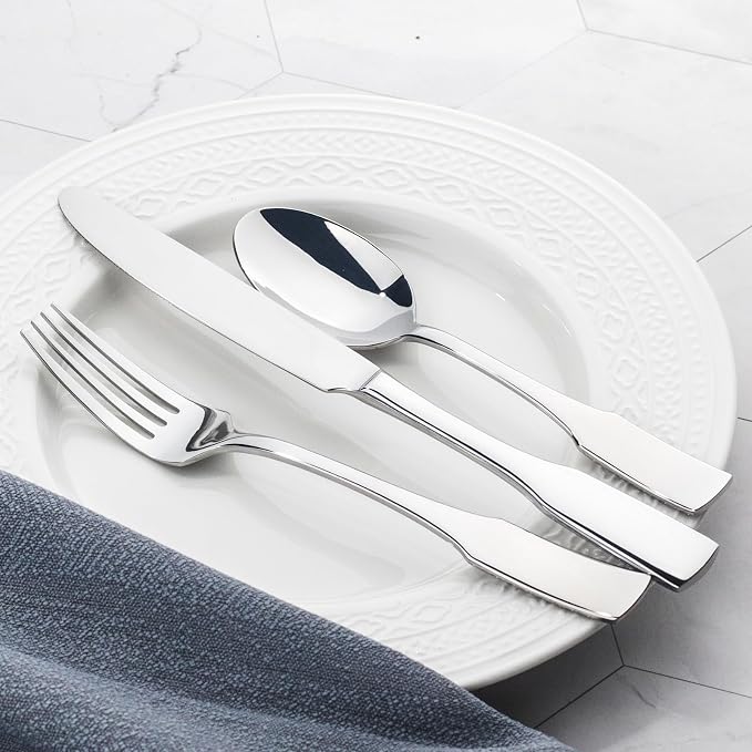 Alata Kate 20-Piece Silverware Set Stainless Steel Flatware Set,Service for 4,Mirror Polished Cutlery Set,Dishwasher Safe