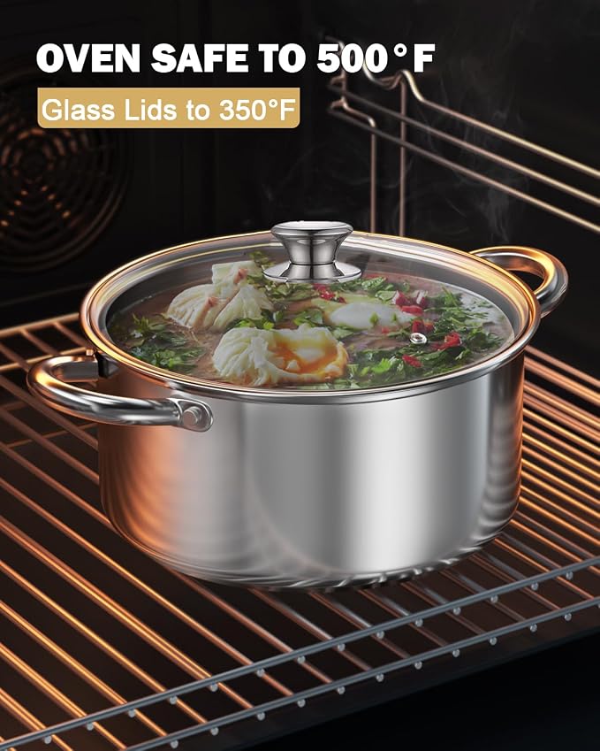 Cook N Home 8 Quart Stainless Steel Pasta Pot with Strainer Lid 3-in-1 Pots | Steamer Basket, Pasta Strainer, Stock Pot with Lid - Pasta Cooker Induction Compatible, Dishwasher & Oven Safe