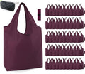 BeeGreen Burgundy Reusable Grocery Bags Wine Red Reusable Kitchen Bags Bulk Foldable-Machine Washable with Zipper Storage Pouch 50 Packs