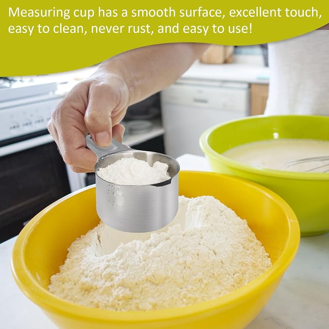 2/3 Cup (160 ml | 5.3 oz | 160 cc) Stainless Steel Measuring Cup, Metal Measuring Cup for Cooking & Baking