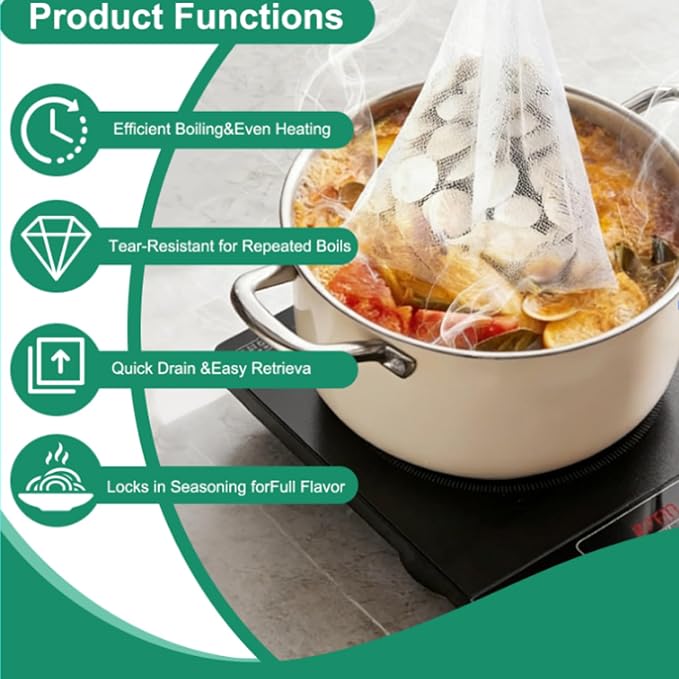 6 large Reusable Seafood Boil Bags, 19x30 Inches Cooking Bags with Drawstring, Food Storage, Sturdy， Easy Clean, Meal Prep, Heat-Resistant for Seafood Boil Party, Family Dinner.