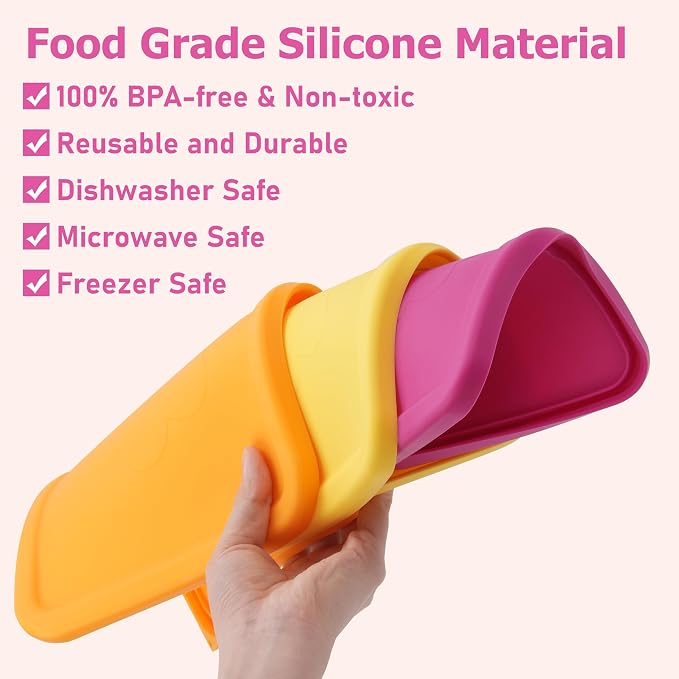 3 Cup 6 Cup 11 Cup Rectangle Silicone Storage Cover Lids Replacement for Pyrex 7210-PC, 7211-PC, 7212-PC Glass Bowls, (Container not Included) 6 Pack, Microwave, Dishwasher and Freezer Safe
