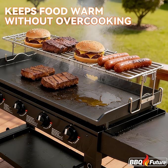 Griddle Warming Rack for Blackstone Griddle, Adjustable Griddle Accessories Cooling Warmer Rack for Black stone Weber and Most Tabletop Flat top 17 22 28 36 Inch Gas Grills
