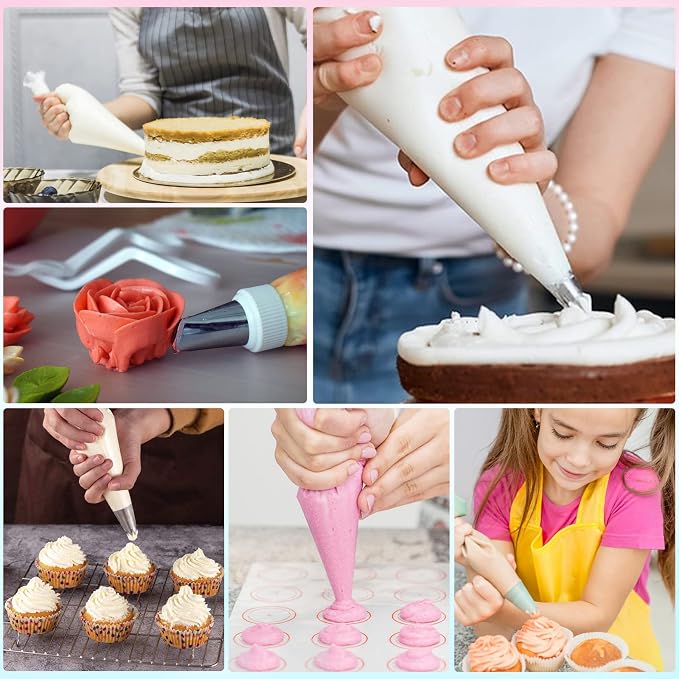 12 Inch - 200 PCS Disposable Piping Bags, Heavy Duty Anti Burst Pastry Bags | Bump Non-slip Design for Cupcakes, Cookies, Candy Pastry and Durable Baking Kit (Thickened)
