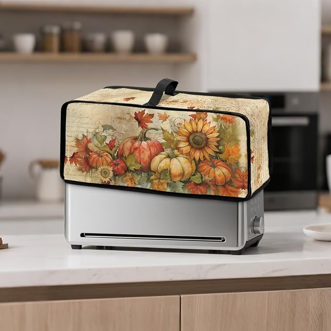 ZDCUSTOM Toaster Covers 2 Slice Wide Slot Long Washable Toaster Cover Bread Maker Dust Fingerprint Protection Kitchen Appliance Protector, Sunflower Maple Leaf