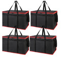 Bodaon 4-Pack Cooler Insulated Food Delivery Bag, Rideshare Delivery Bag, XXX-Large Thermal Bags for Catering/Hot Pizza, Travel/Camping Essentials/Picnic/Grocery Reusable Warmer Frozen, Black-Red Edge