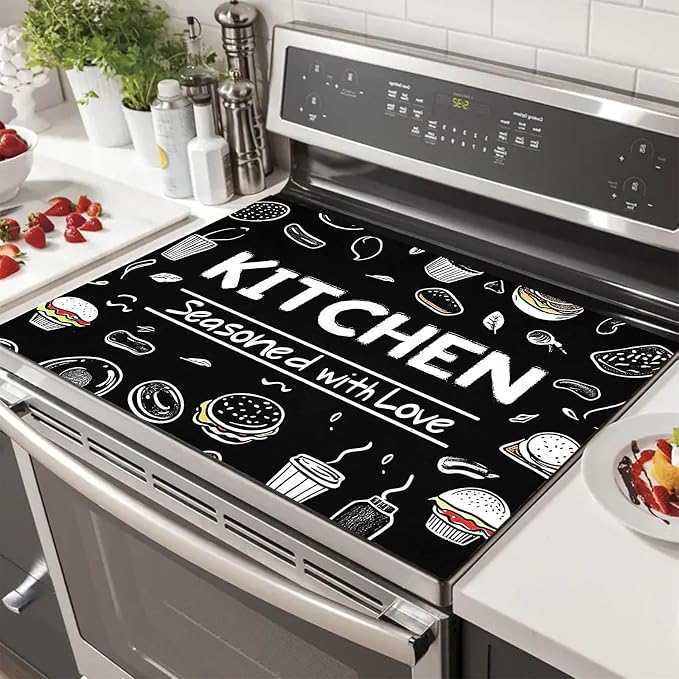 HOMETITUTE Kitchen Seasoned with Love Stove Cover 28x20 Diatomite Mat