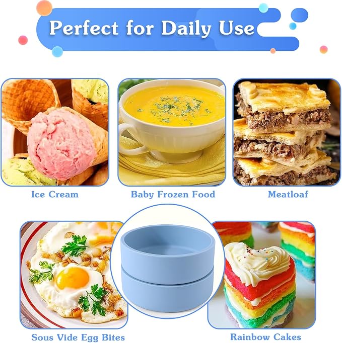 3Pcs ZHYEEDAA Silicone Egg Molds for Air Fryer & Microwave – Reusable Individual Egg Bite Maker, BPA Free & Dishwasher Safe, Perfect for Keto Breakfast, Meal Prep & Egg Bites (Blue)
