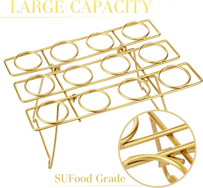Patelai 2 Pack Ice Cream Cone Baking Racks 12-cavity Cupcake Cone Holders Cupcakes Display Stands Cooling Racks for Home Kitchen Baking Cooking Ice Cream Tools Supplies(Gold)