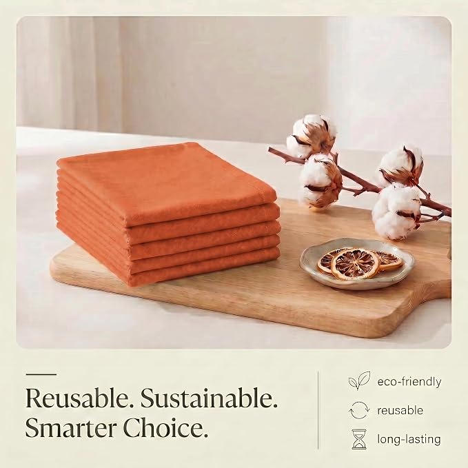 Urban Villa Kitchen Towels Cotton Dish Towels 20”x30” (Set of 6) Orange