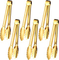 6pcs Stainless Steel Serving Tongs Gold or Silver Plated 9inch Heavy Duty Durable BBQ Clamps Design for Weddings Parties Banquets Buffets Family Gatherings Kitchen Cooking Serving Clip
